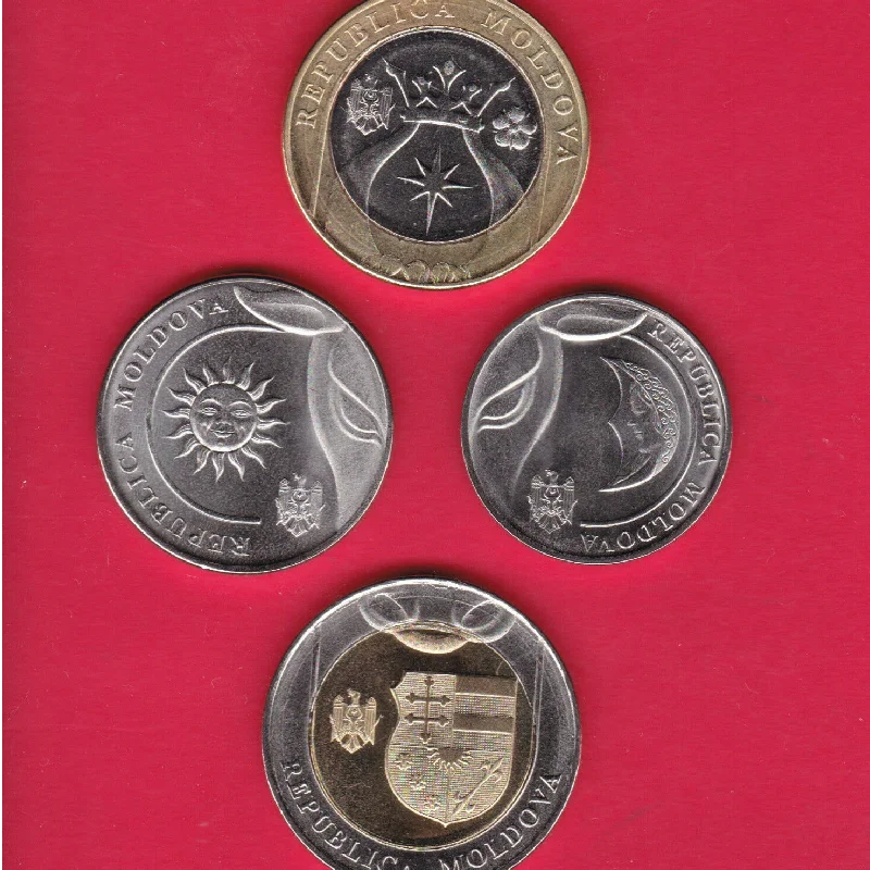 4 предмета в комплекте Молдова монеты (может означать молодого быка с рисунком