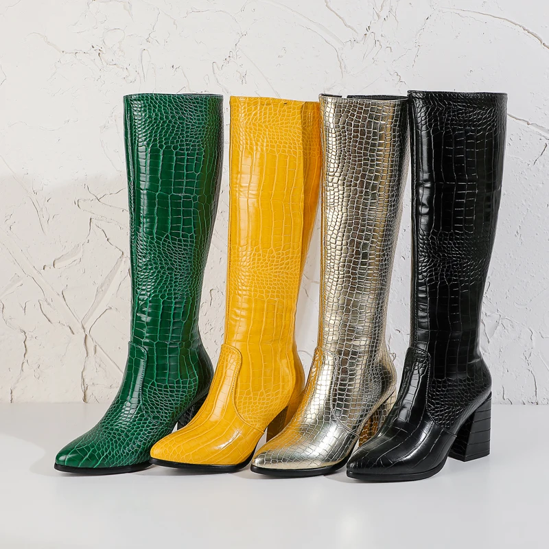 

Women's Boots Knee High Boots Pointed Toe knight Boot Women Long Cowboy Western High Heel Boots 34-43