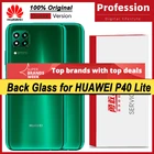100% оригинальная задняя крышка батарейного отсека для Huawei P40 Lite, Задняя стеклянная панель, Крышка батарейного отсека с объективом камеры