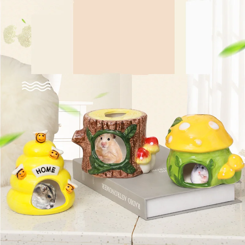 

Мультяшный дизайн, милый хомяк, керамическое гнездо для лета, маленький домашний питомец, охлаждающий домик для крыс, Гвинея свинка, хомяк, к...