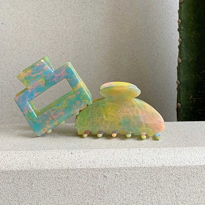 

2021 New Claw Clip for Women Tough Colorful Acetate Hair Claw Round Square Hair Clamps Claw Clip Crab Chic Hair Accessories Gift