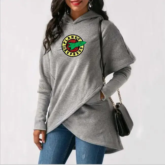 Модная Осенняя толстовка с капюшоном planet express Женская длинным рукавом теплый