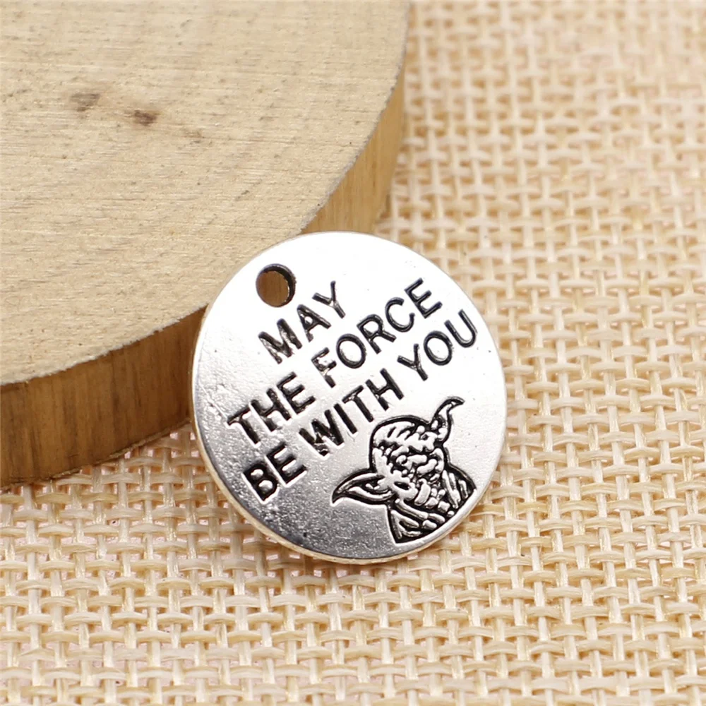 

5Pcs 20x20mm Antique Silver Color May The Force Be With You Charms Antique Jewelry Making DIY Handmade Craft