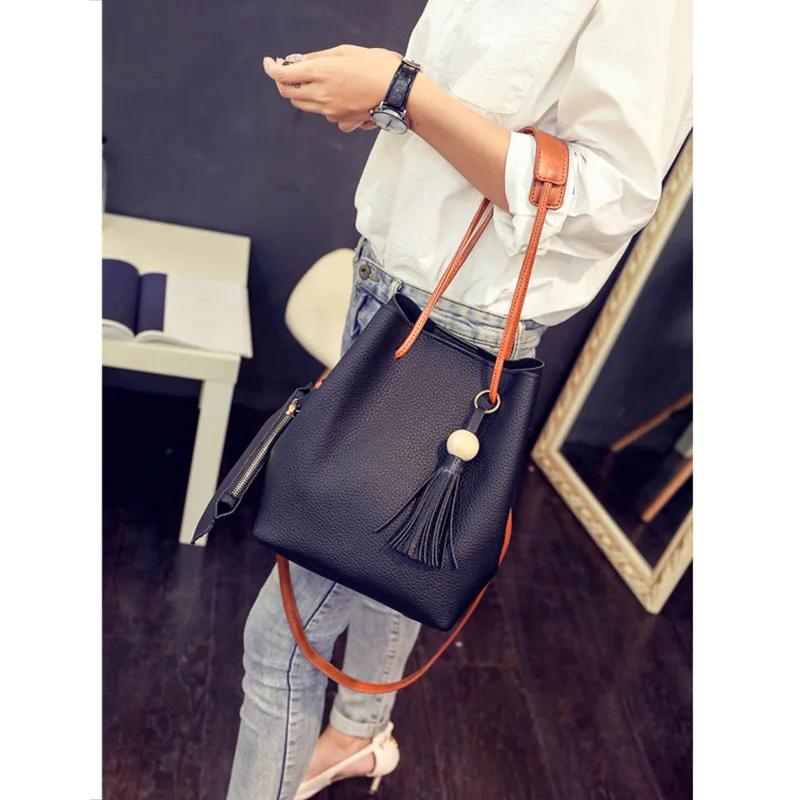 Женская сумка мешок через плечо из искусственной кожи с маленькой ручкой