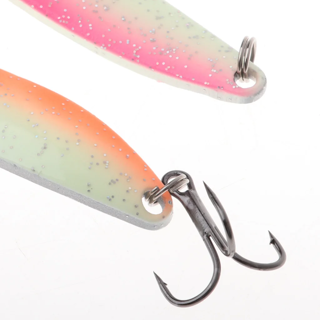 

5 Colors Fishing Lures Metal Plate Hard Bold Hook Baits Noctilucent Iron Fishing Lure with Three Bold Hooks