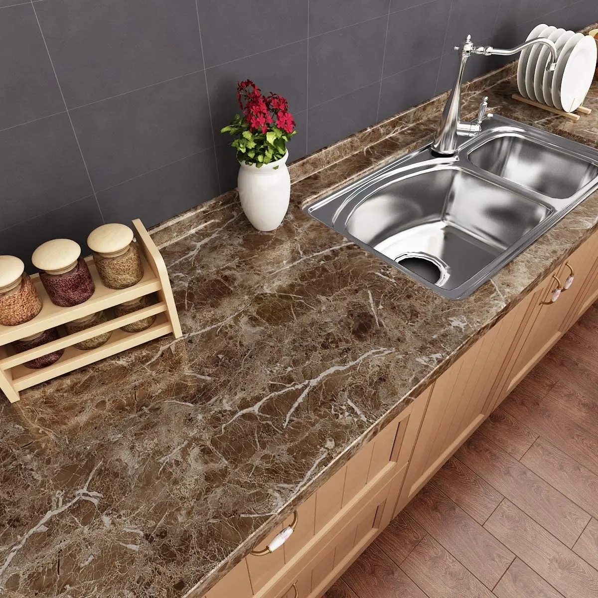 Новейшая самоклеящаяся ПВХ водонепроницаемая маслостойкая мраморная настенная