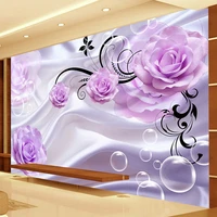 custom photo wallpaper modern purple flowers silk mural living room tv sofa bedroom home decor frescoes papel de parede sala 3 d