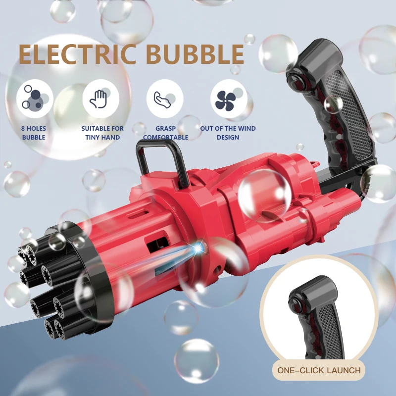 

Kids Automatic Gatling Bubble Gun Toys Summer Soap Water Electric Bubble Machine For Children Gift Toys Bath toy Free Ship