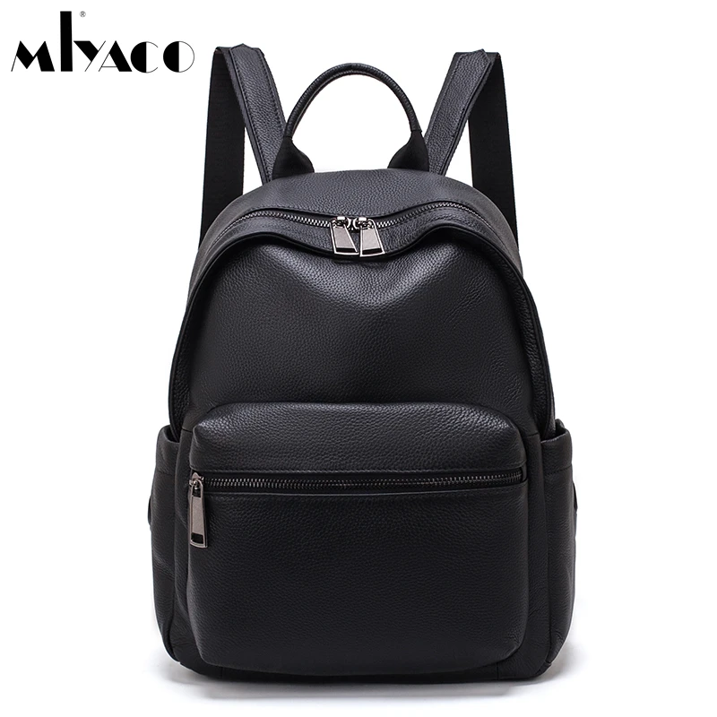 Miyaco Для женщин кожаные рюкзаки мини качества черного цвета из натуральной кожи с