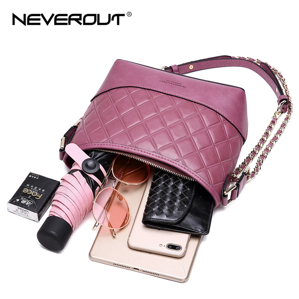 Женская сумка мессенджер NEVEROUT черная/розовая через плечо из спилка высокого