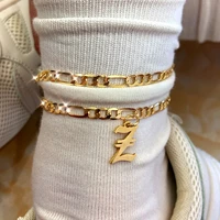flatfoosie s z letter initial anklets bracelet for women gold color alphabet anklet boho summer beach barefoot foot jewelry gift