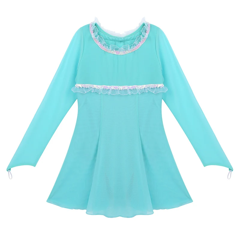 Детский гимнастический балетный купальник chicry с оборками длинными рукавами