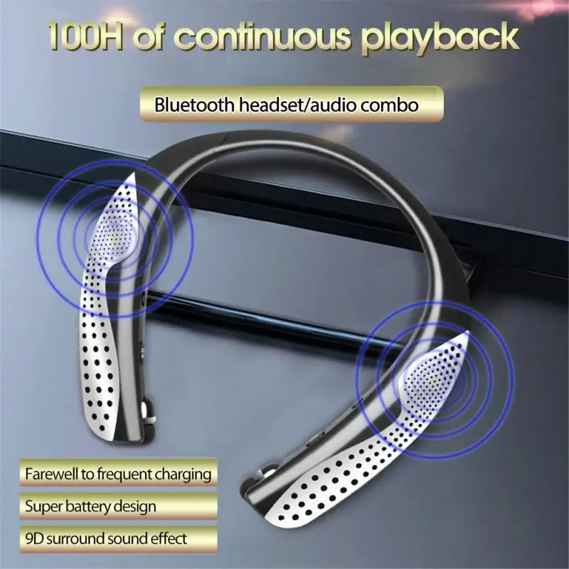 

Беспроводная Bluetooth-гарнитура, наушники-вкладыши с креплением на шею, спортивные объемные стереонаушники, наушники-вкладыши, громкоговорите...