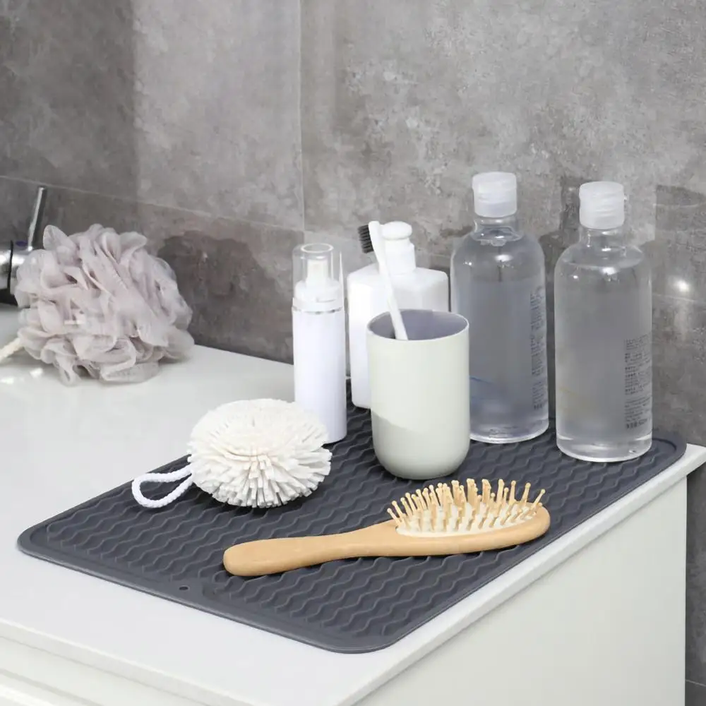

2pcs Silicone Rectangle Dish Drying Mat Heat Resistant Draining Tableware Dish waser Durable Cushion Pad Dinnerware Mat Placemat