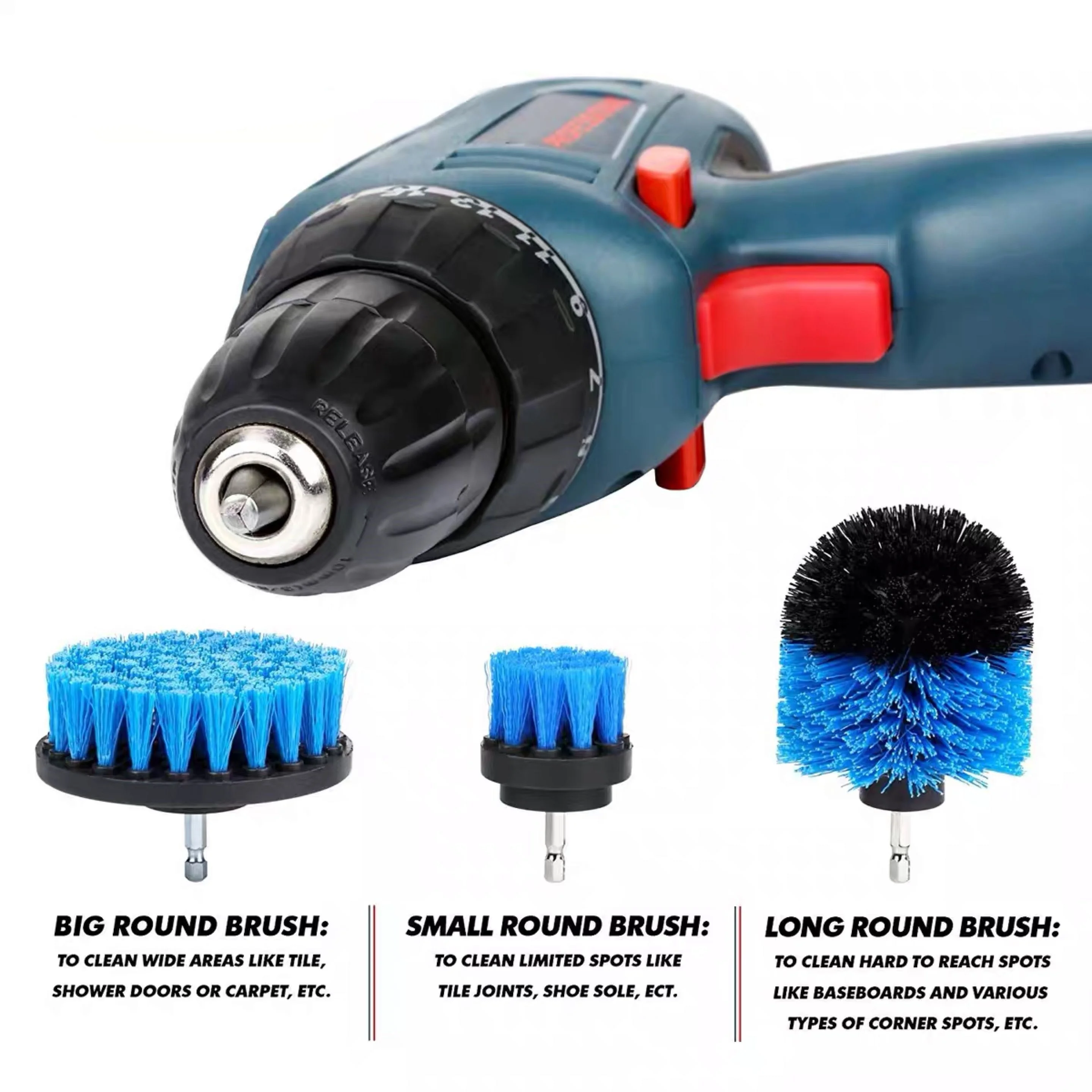 

Electric Scrubber Drill Brush Kit Plastic Round Cleaning Brush for Carpet Glass Car Tires Nylon Brushes Support Customization