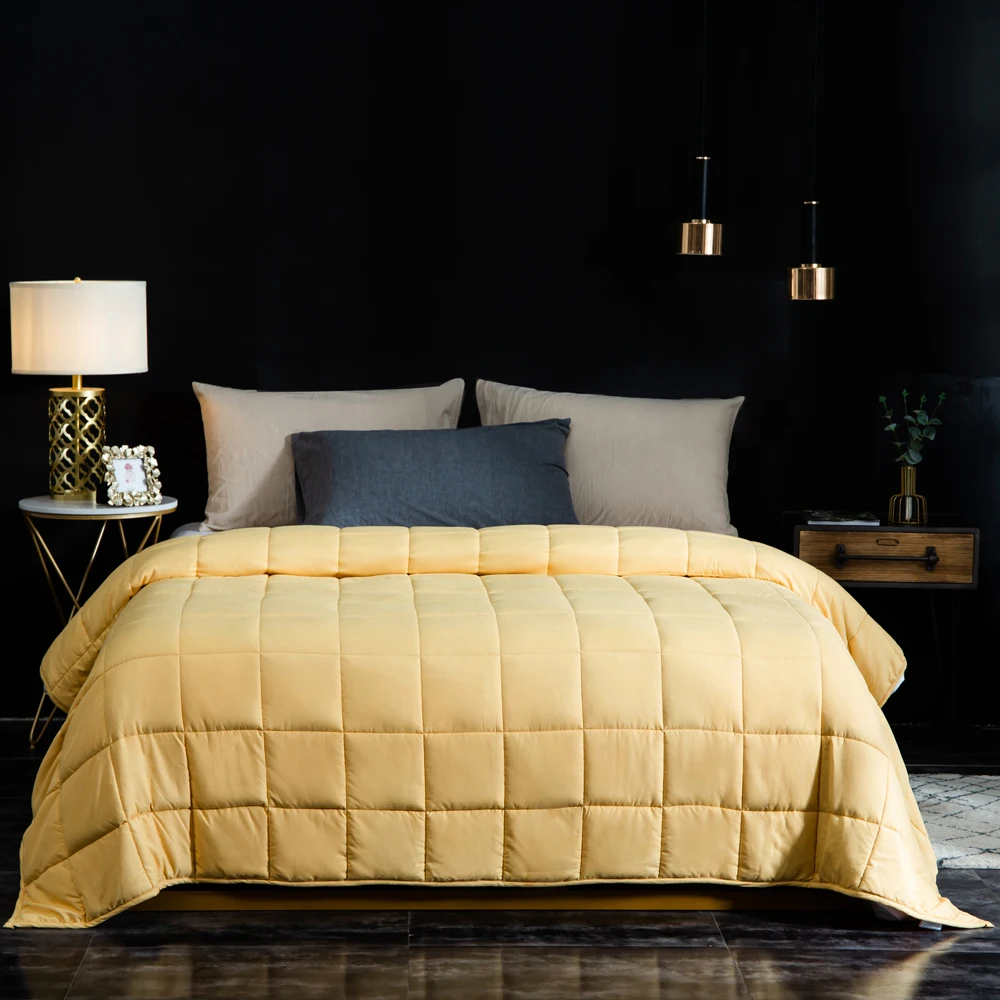 Цвет: желтый Cotton Weighted Blanket Made with Glass Beads Plaid Gravity Blanket for Beds Body Pressure Comfortable Sleep Sofa Throw Blankets - Цвет: Цвет: желтый