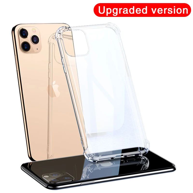Роскошный противоударный силиконовый чехол для телефона для iPhone 7 8 6 6S Plus 7 Plus 8 Plus 11 Pro XS Max XR X Чехол прозрачный защитный чехол - Цвет: Upgraded version