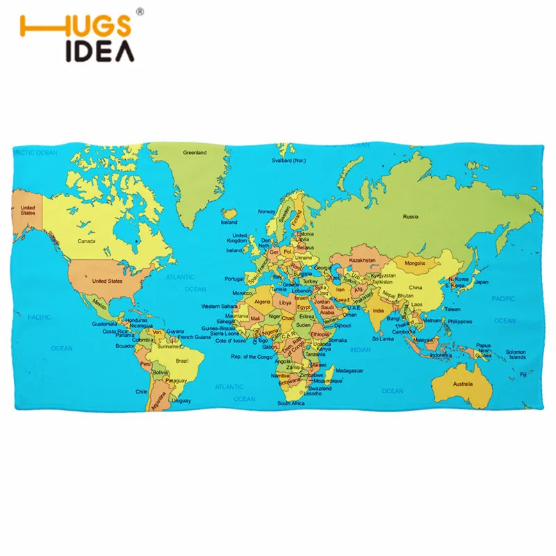 

Банное полотенце HUGSIDEA с картой мира, полотенце из микрофибры для ванной комнаты, пляжное полотенце, красочное полотенце для душа с геометри...