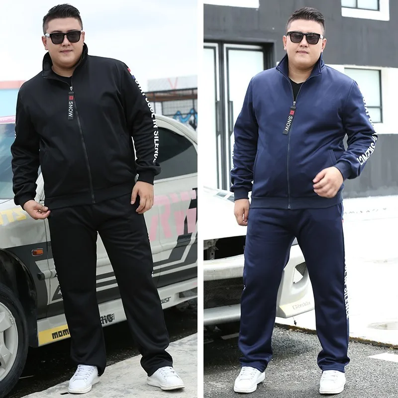 

2022 NEW 8XL 9XL Men Sets Autumn Spring Sporting Suit Sweat Sportwear Sweatpants Fitness jogger coat Mens 2 Piece Tracksuit