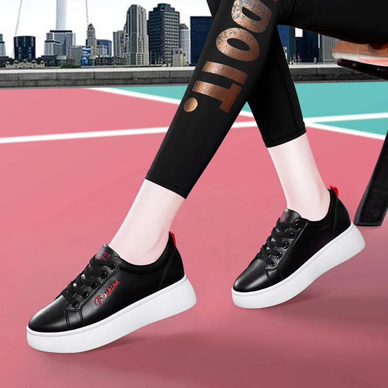 

New Style Breathable Round-Toe Thick-Soled Low-Top Shoes With Increased Inner Casual Women's Shoes