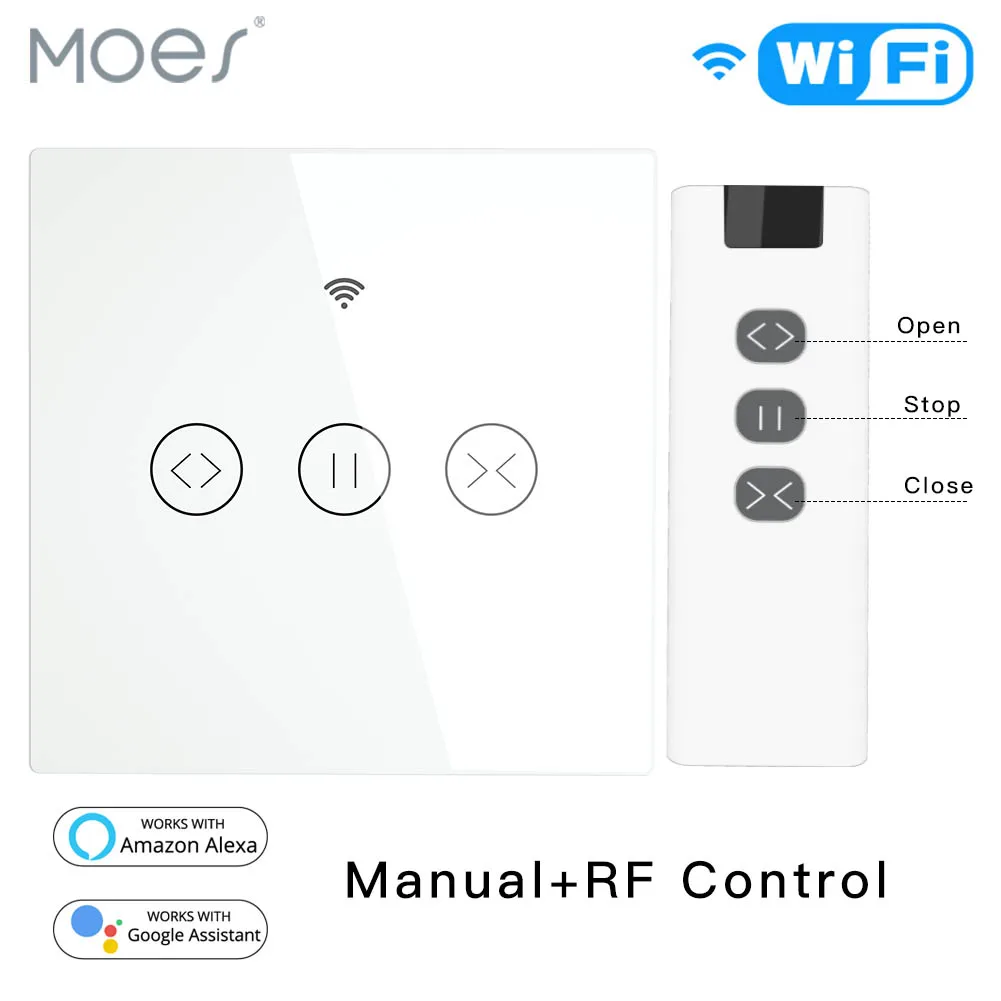 Умные сенсорные занавески RF Wi-Fi, роликовые затворы, переключатель с дистанционным управлением через приложение Smart Life, работает с Alexa Echo Google Home - изображение