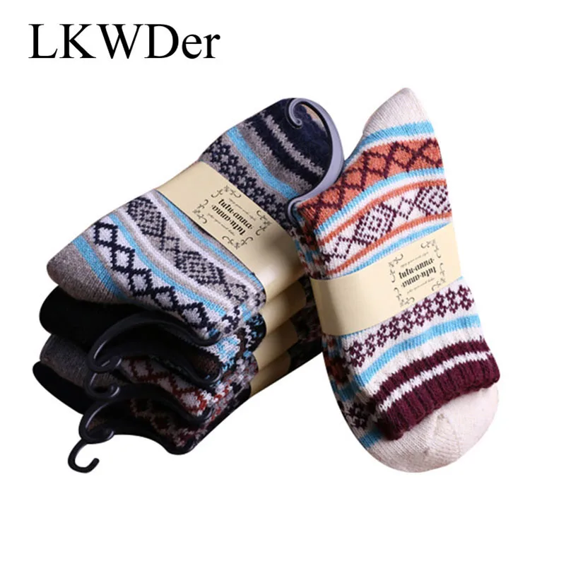 LKWDer 5 парт/Лот новые мужские шерстяные носки Witner винтажные рождественские