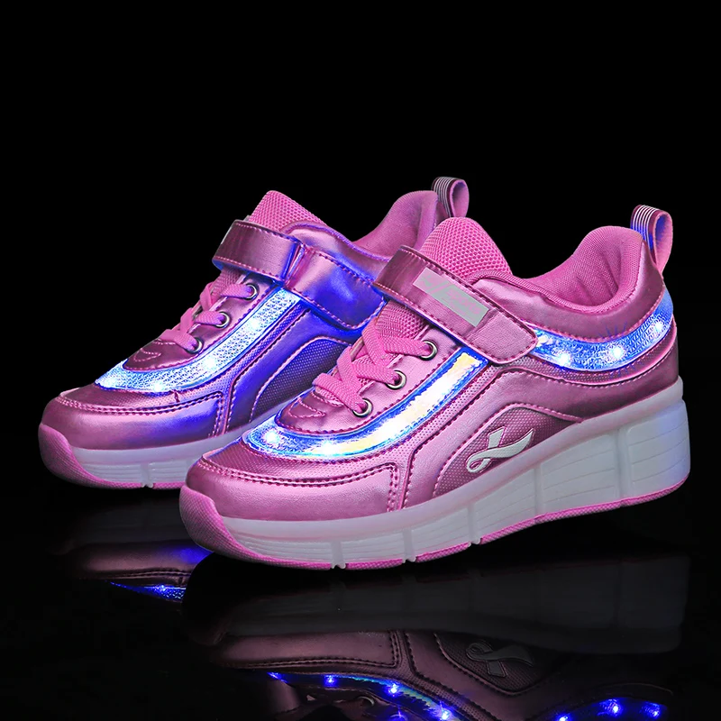 Новые детские светящиеся кроссовки Heelys, детская обувь для роликовых коньков, детские туфли со светодиодной подсветкой, кроссовки для мальчиков и девочек с колесами