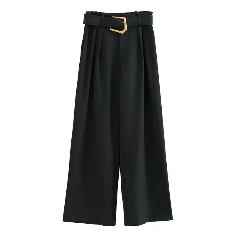Genuine 2021 spring new white wide leg pants women's high waist drop feeling loose and slim straight pants