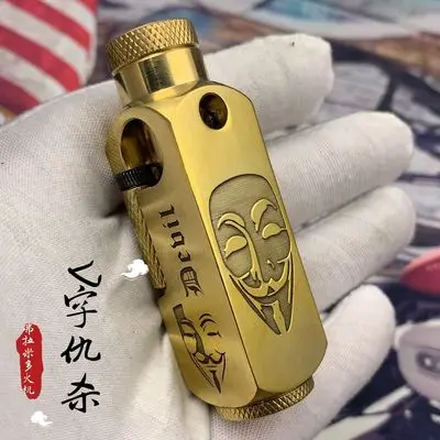 DIY Творческий латунь 5 лицо резные масла жидкости Зажигалка коллекция Винтаж керосин зажигалки для мужчин подарок - Цвет: 1