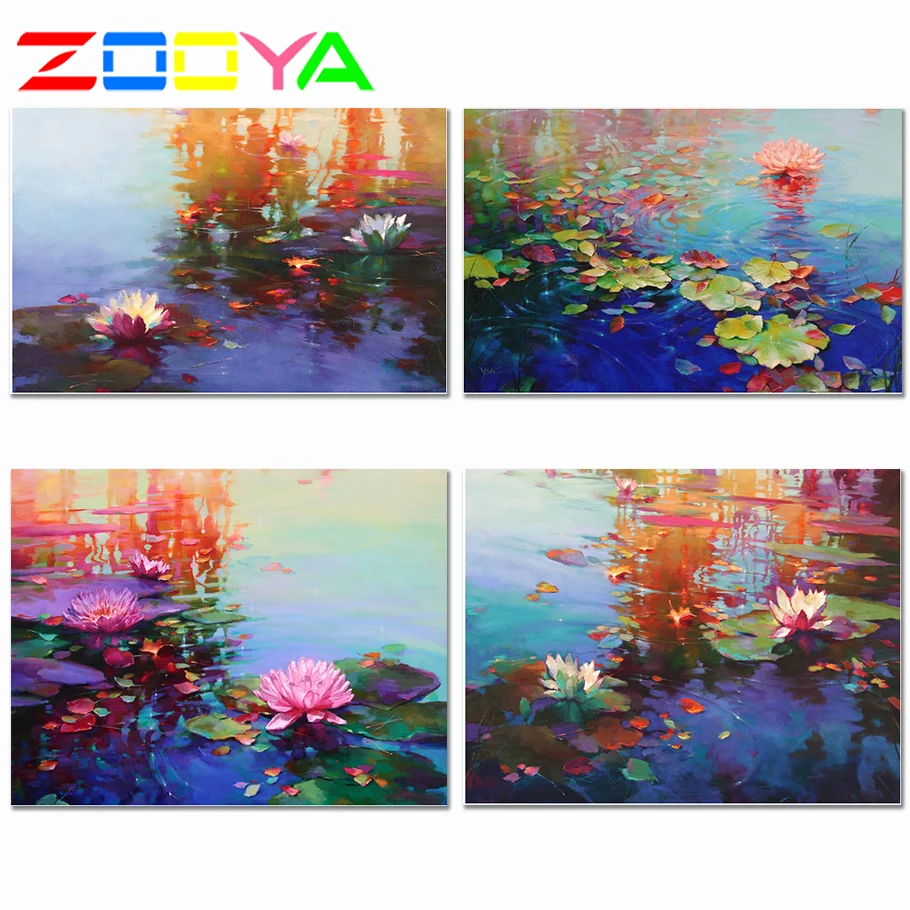 

5D Full Diamond Embroidery Landscape Diamond Painting Lotus Flower New Arrivals Landscape Mosaic Diamond Photos Lotus Leaf Er012