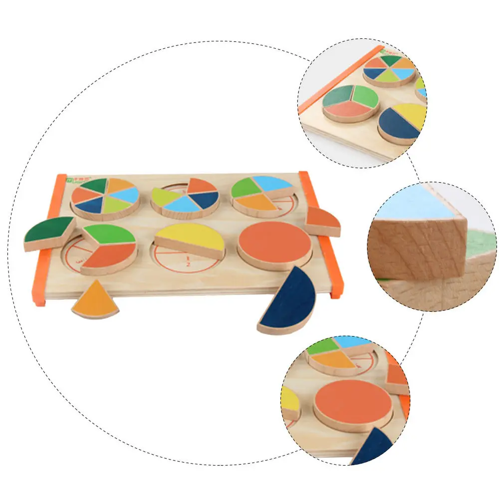 

1 Set Creative Wooden Early Fraction Learning Board Math Teaching Kit for Kids
