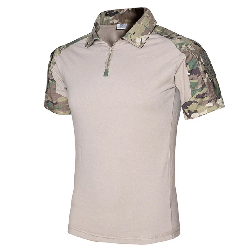 

Outdoor Short Sleeve Polo Shirt ACU CP Desert Camouflage Tactical Military Uniform Absorb Sweat Hunting Men Combat Army Suit