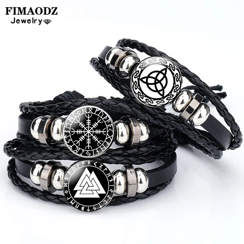 Браслет FIMAODZ Valknut с компасом викингов винтажный со славянским символом