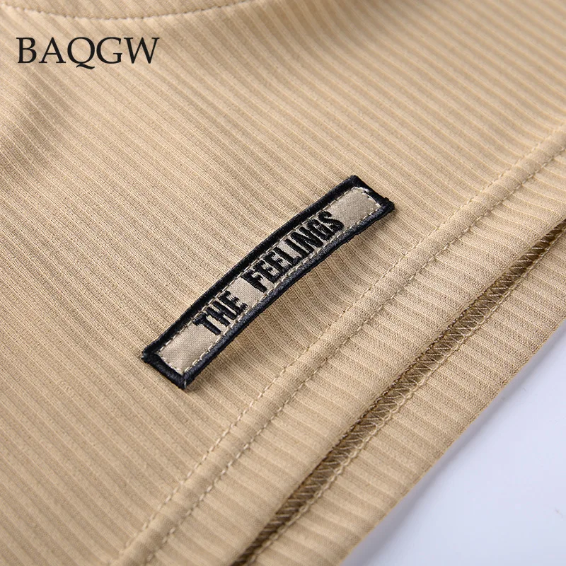 

Rib Knitted Two Piece Set Women Summer Clothing Sexy Letter Print Sleeveless Casual Sport Biker Shorts Skinny Two Piece Suit