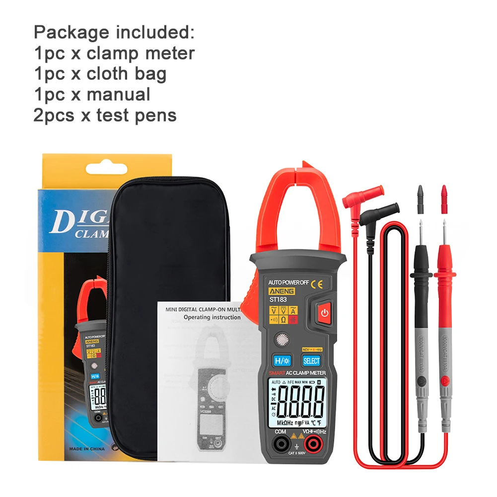 

Backlight Intelligent Multifunctional Capacitance Portable AC DC Current Digital Clamp Meter Battery Powered LCD Display Voltage