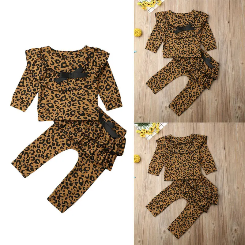 AU осенняя одежда для малышей девочек зимняя с леопардовым принтом юбка оборками