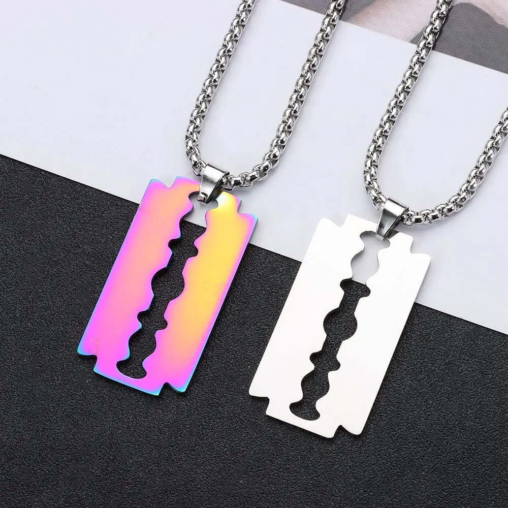 Модная трендовая уличная бижутерия в стиле хип-хоп рок для мужчин и женщин ожерелье с кулоном с острым лезвием и огнем ювелирные изделия Модная трендовая уличная бижутерия в стиле хип-хоп рок для мужчин и женщин ожерелье с кулоном с острым лезвием и огнем ювелирные изделия
