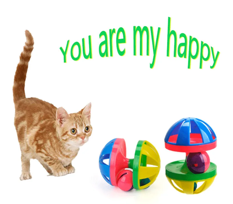 Интерактивная игрушка-колокольчик для кошек, выдолбленный круглый шар, красочные игрушки для домашних животных со звуком, маленький колокольчик, пластиковая игрушка для домашних животных