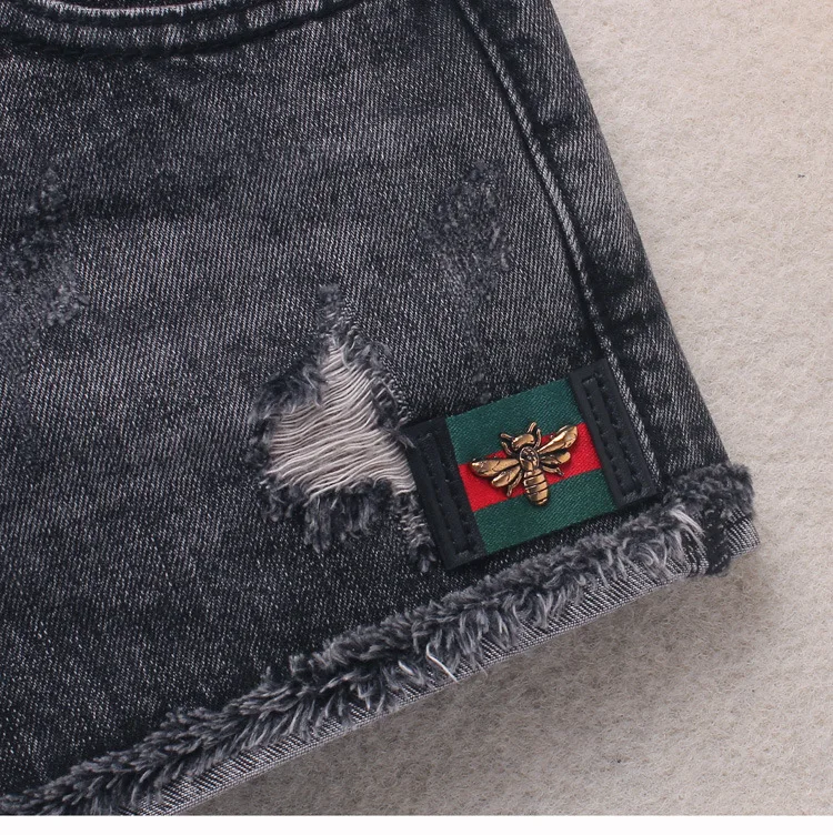 

Without Belt Women Hole Denim Shiort Midd-Waist Harlan Casual Jeans Short Slim Fit Female Ripped High Quality Cowboy Short S178