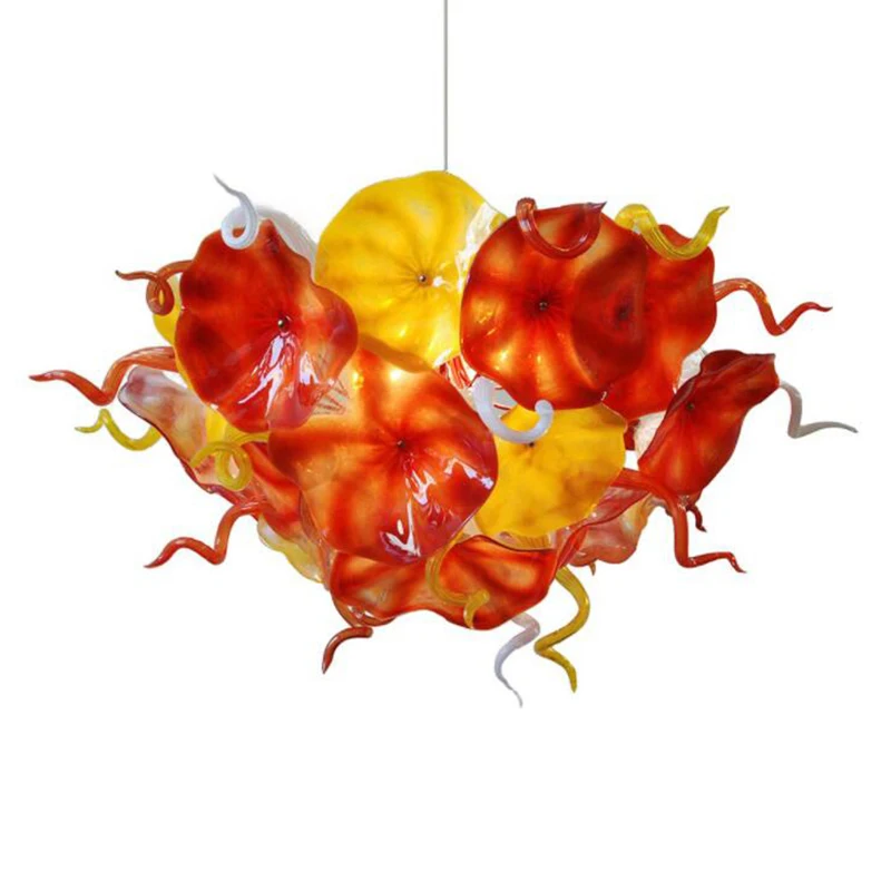 

Modern Round Flower Celling Hanging Light LED Murano Glass Chandeliers Living Room Decoration Light Fixtures
