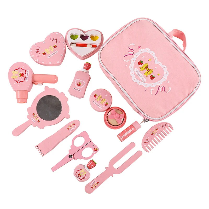 

Cute Wooden Cosmetics Girls Makeup Set Toy Baby Pretend Play Simulation Play House Toy Beauty Fashion Toy For Girls Gift