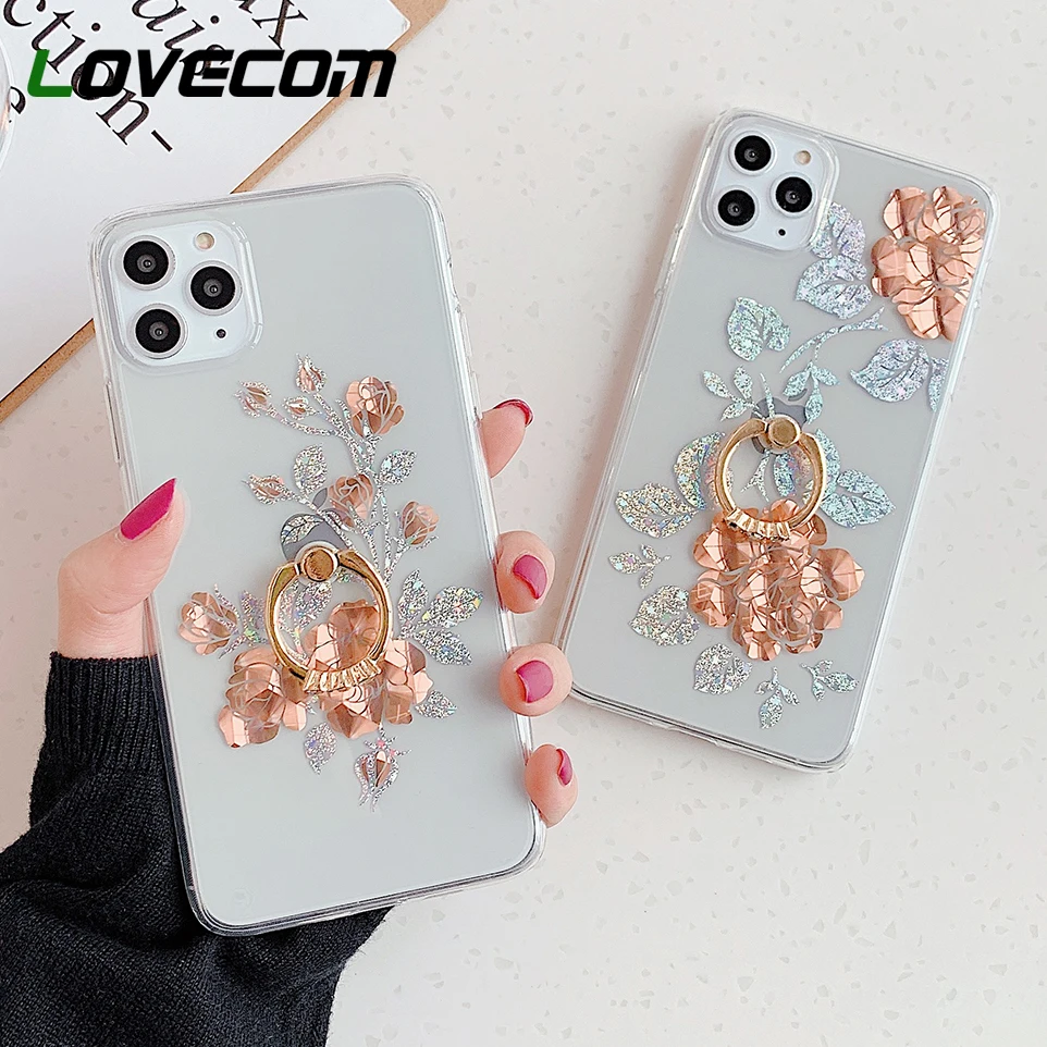 Чехол для телефона iPhone 11 Pro Max мягкий прозрачный чехол IMD с розовыми цветами