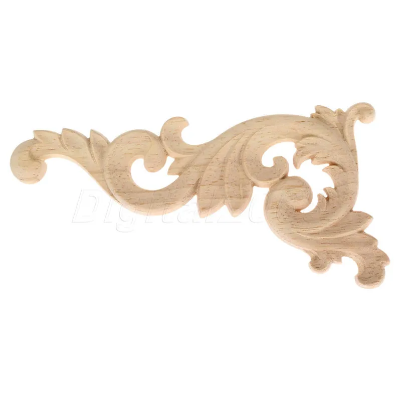

Wood Carved Corner Onlay Applique Frame Decorate Wall Doors Furniture Decorative Figurines Wooden Miniatures 15*8CM Left/Right