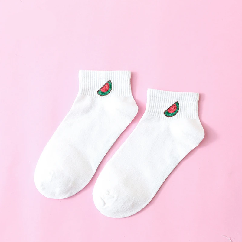 Watermelon Новинка, Модные женские длинные хлопковые носки в стиле Харадзюку, японские носки с милым фруктовым узором, носки в стиле хип-хоп, однотонные хлопковые крутые носки для зимы - Цвет: Watermelon