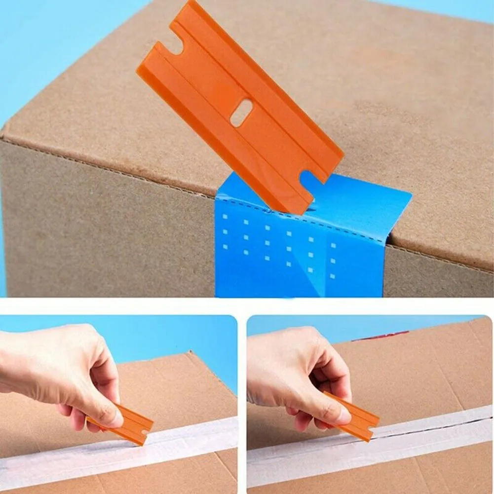 

100pcs Plastic blade Double Edged Window Glass Car Cleaning Tool Orange