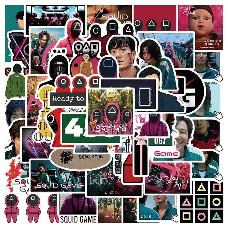 

50pcs Korean Squid Game anime figure Stickers toys Waterproof Decal Sticker toy to Laptop Guitar Phone bike Car Fridge Luggage