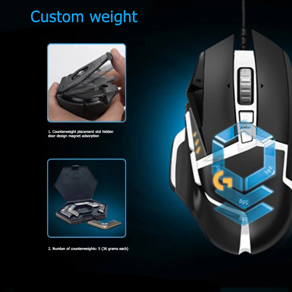 Macro Definition Mouse RGB 16000DPI SE USB Wired Mechanical Gaming for Logitech G502 Household Computer Safety Parts