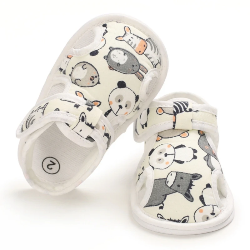 

2021 Baby Girls Baby Boys Cotton Cloth Fashion Sandals Cute Summer Soft Sole Flat Princess Shoes Non-Slip First Walkers 0-18M