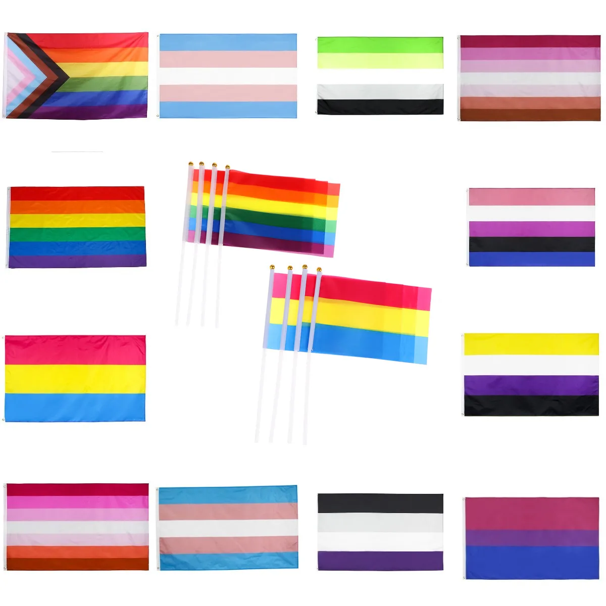 

One Or 10pcs 90x150cm Lgbt Gay Rainbow Progress Pride Flag
