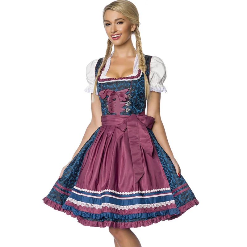 As show Высококачественные, традиционные Bavarian пиво oktoberfest девушка костюм горничной Dirndl Waitress Wench платье Женская музыка Фестивальная одежда - Цвет: As show